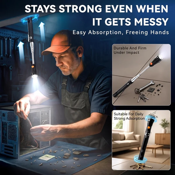 Extendable Magnetic Pickup Tools - Telescoping Magnet with LED Flashlight Gifts for Men, Fathers Day Mens Gifts from Daughter Son, Birthday Gifts for Men Dad Him Extendable Magnetic Pickup Tools - Telescoping Magnet with LED Flashlight Gifts for Men, Fathers Day Mens Gifts from Daughter Son, Birthday Gifts for Men Dad Him